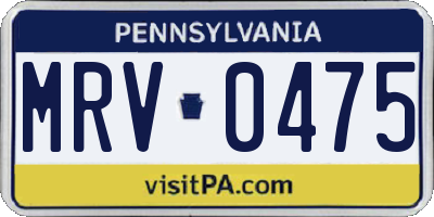 PA license plate MRV0475