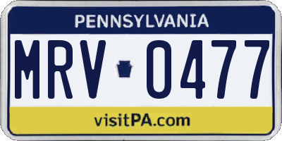 PA license plate MRV0477