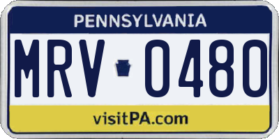 PA license plate MRV0480