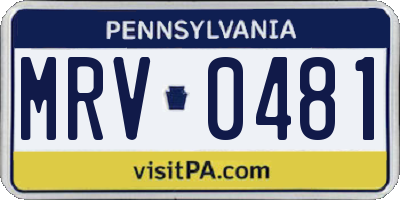 PA license plate MRV0481
