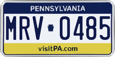 PA license plate MRV0485
