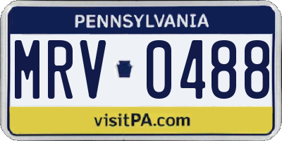 PA license plate MRV0488