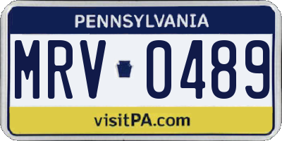 PA license plate MRV0489