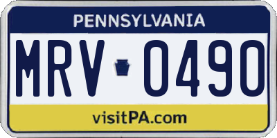 PA license plate MRV0490