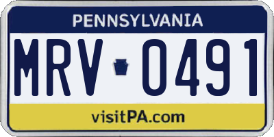 PA license plate MRV0491