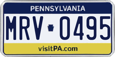 PA license plate MRV0495