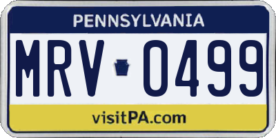 PA license plate MRV0499