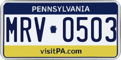 PA license plate MRV0503