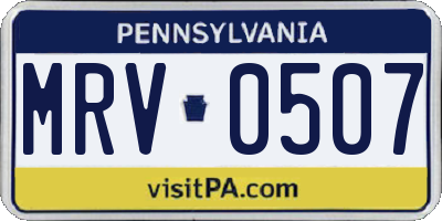 PA license plate MRV0507