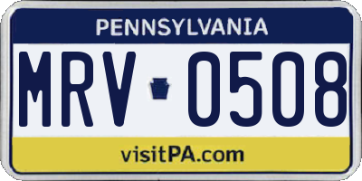 PA license plate MRV0508