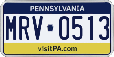 PA license plate MRV0513
