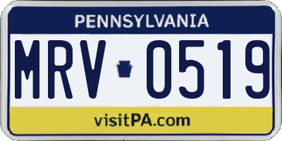 PA license plate MRV0519