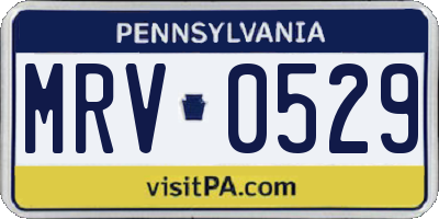 PA license plate MRV0529