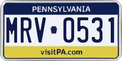 PA license plate MRV0531