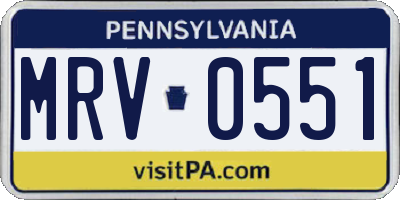 PA license plate MRV0551
