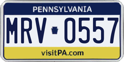 PA license plate MRV0557