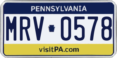 PA license plate MRV0578
