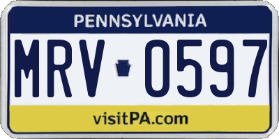 PA license plate MRV0597