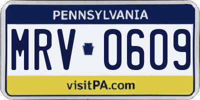 PA license plate MRV0609