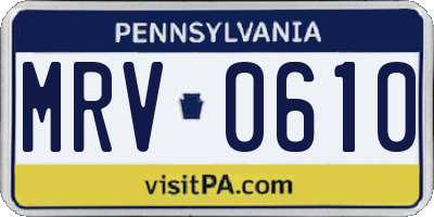 PA license plate MRV0610