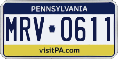 PA license plate MRV0611