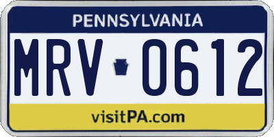 PA license plate MRV0612