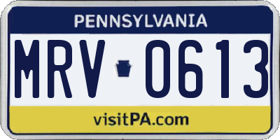 PA license plate MRV0613