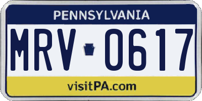 PA license plate MRV0617