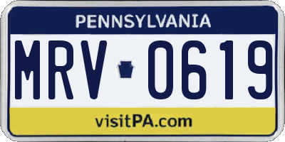 PA license plate MRV0619