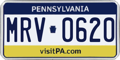 PA license plate MRV0620