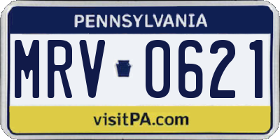 PA license plate MRV0621