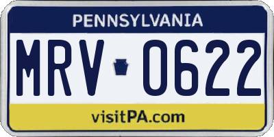 PA license plate MRV0622