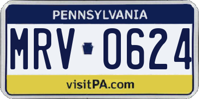 PA license plate MRV0624