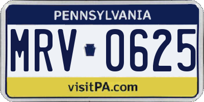 PA license plate MRV0625