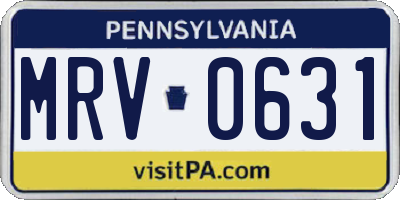 PA license plate MRV0631