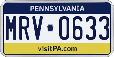 PA license plate MRV0633