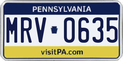 PA license plate MRV0635