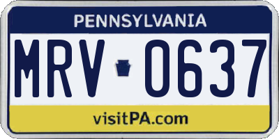 PA license plate MRV0637