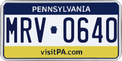 PA license plate MRV0640