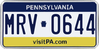 PA license plate MRV0644