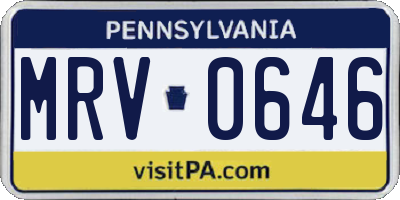 PA license plate MRV0646