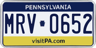 PA license plate MRV0652
