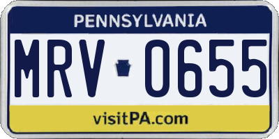 PA license plate MRV0655