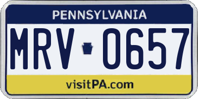 PA license plate MRV0657
