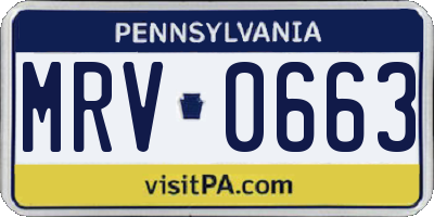 PA license plate MRV0663