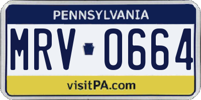 PA license plate MRV0664