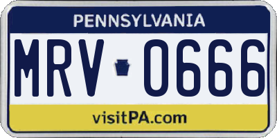 PA license plate MRV0666