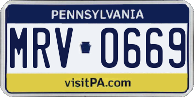 PA license plate MRV0669