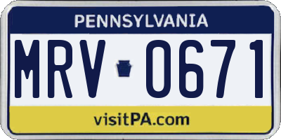 PA license plate MRV0671