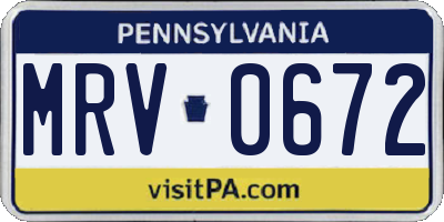PA license plate MRV0672
